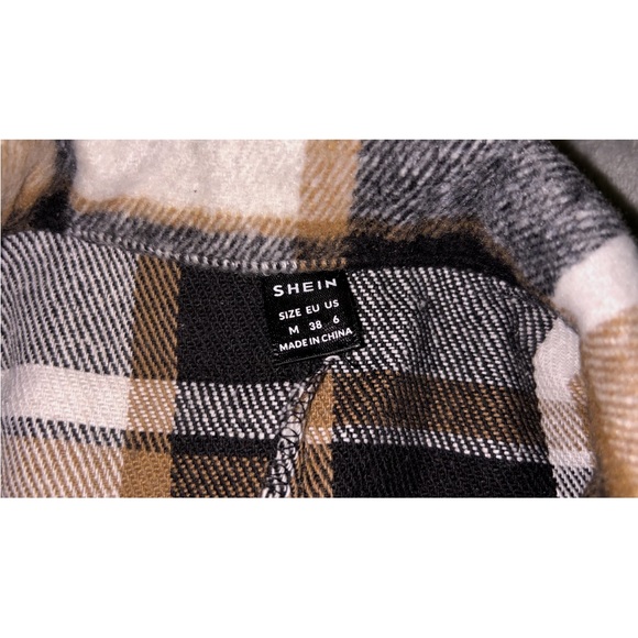 **size m** SHEIN NWOT Plaid Sleeveless Coat With Button - Picture 5 of 6